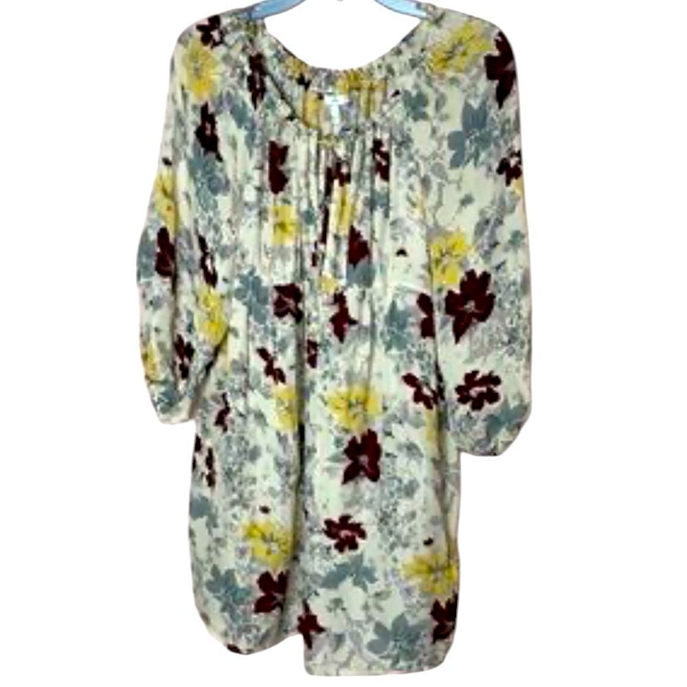 Joie Silk Fall Floral Blouse tunic in Yellow and Brown size small